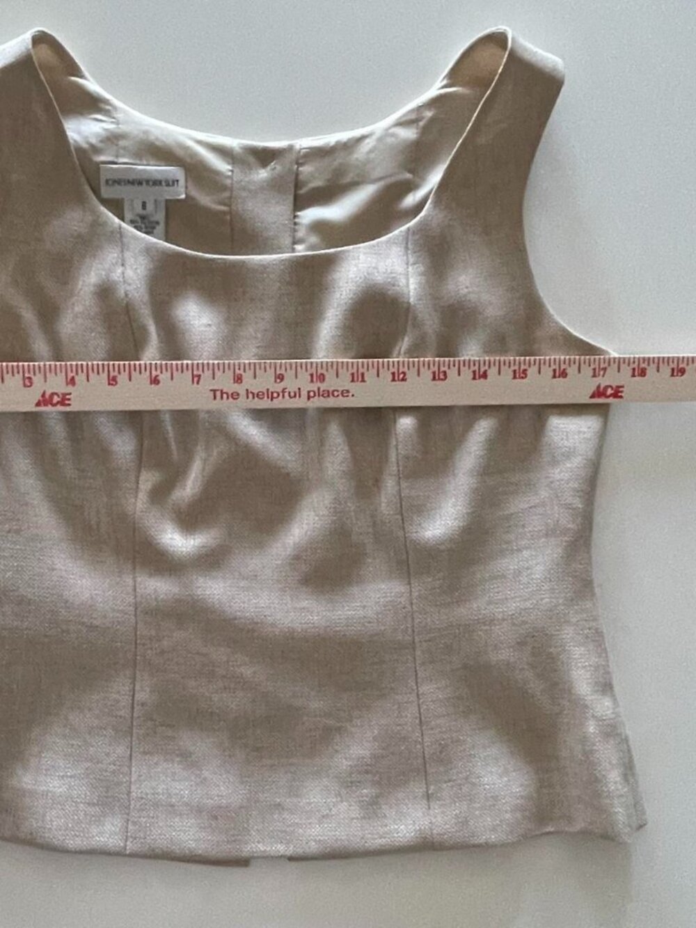 Vintage Jones New York Tailored Vest Top Tan/Beige Linen Blend Y2K - Size 6 - Picture 3 of 6